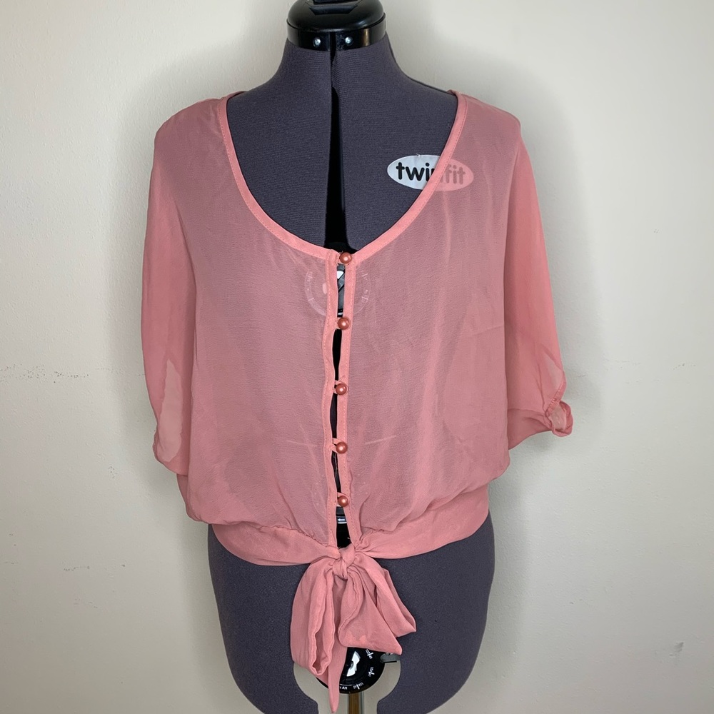 Cool Sheer Salmon Button Up